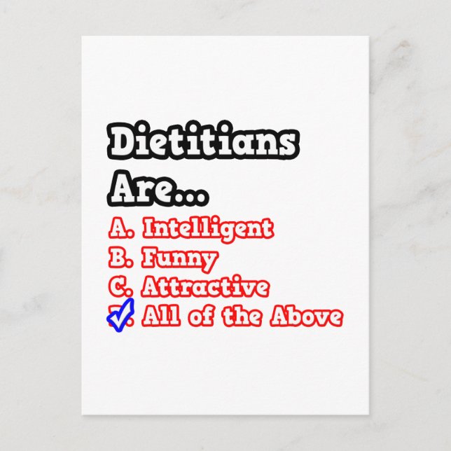 Dietician Quiz...Joke Postcard (Front)