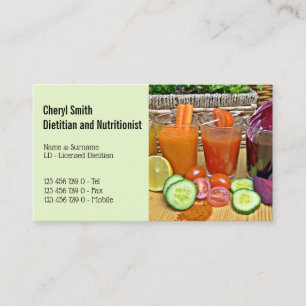 Dietician Vegetable fruit smoothie photo Business Card
