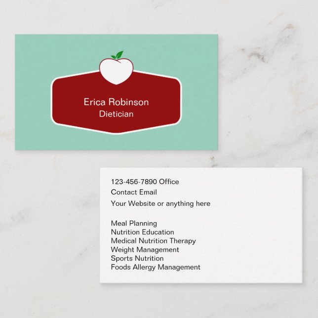 Dietician Weight Management Business Cards (Front/Back)