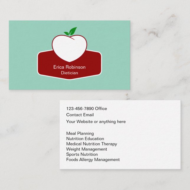 Dietician Weight Management Business Cards (Front/Back)