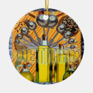 DIETITIAN FOOD COLLAGE LOGO CERAMIC TREE DECORATION