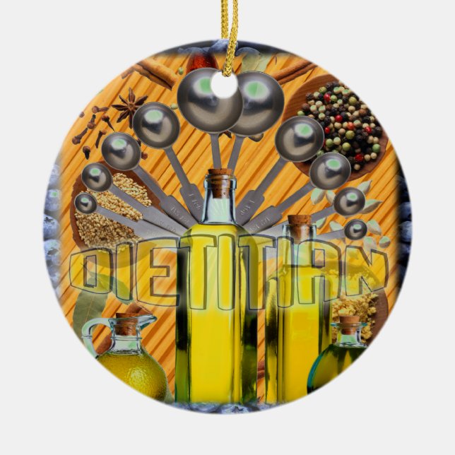 DIETITIAN FOOD COLLAGE LOGO CERAMIC TREE DECORATION (Front)