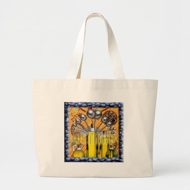 DIETITIAN FOOD COLLAGE LOGO LARGE TOTE BAG (Front)