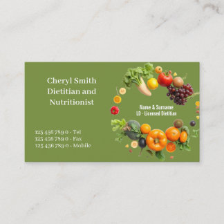 Dietitian Nutritionist fruit vegetable green DIY Business Card