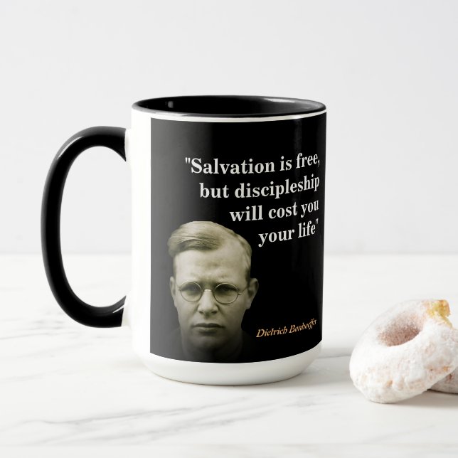 Dietrich Bonhoeffer Quote On Salvation Mug (With Donut)