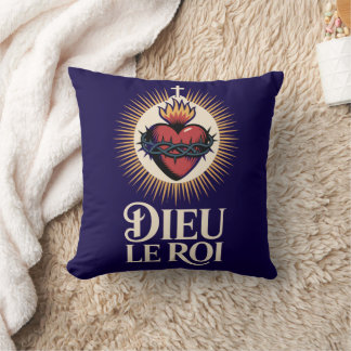 Dieu Le Roi Catholic Monarchist Sacred Heart Cushion