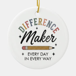 Difference Maker Appreciation Gift School Teacher Ceramic Tree Decoration
