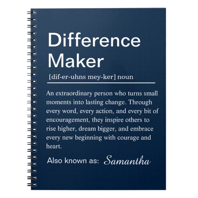 Difference Maker Definition Notebook (Front)