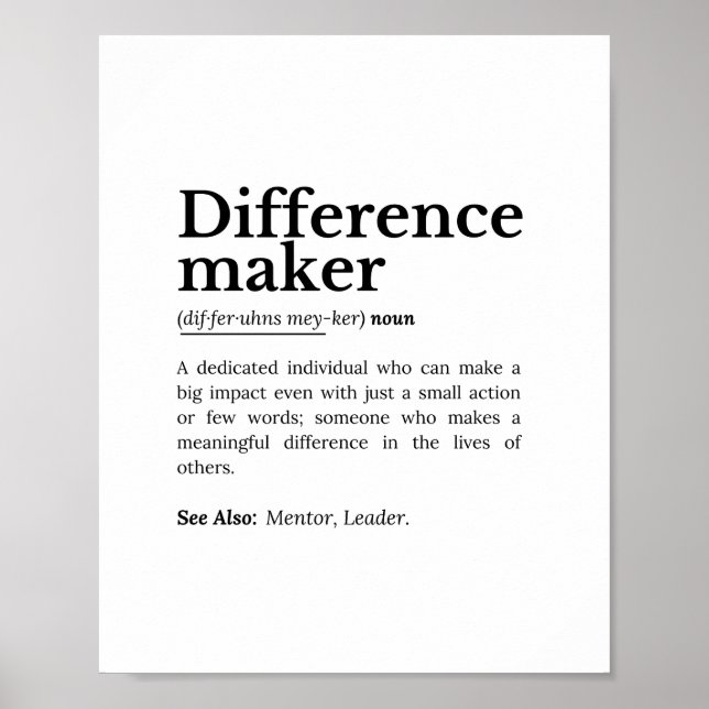 Difference Maker – Inspirational Quote Poster (Front)