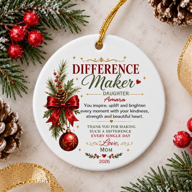 Difference Maker Personalised Appreciation Gift Ceramic Tree Decoration (Creator Uploaded)