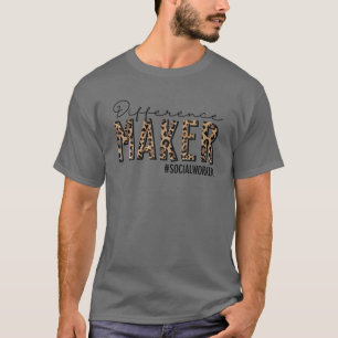 Difference Maker Social Worker Leopard Social Woke T-Shirt
