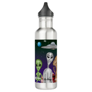 Different Alien Species, UFO, Planets  710 Ml Water Bottle