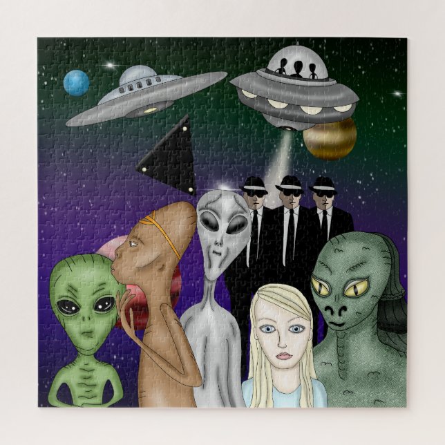 Different Alien Species, UFO, Planets Artwork   Jigsaw Puzzle (Vertical)