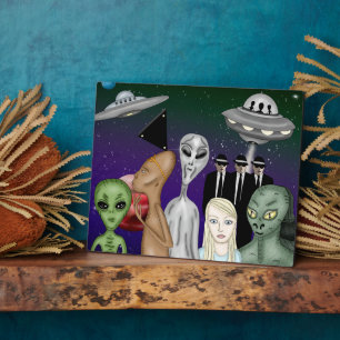 Different Alien Species, UFO, Planets Artwork Plaque