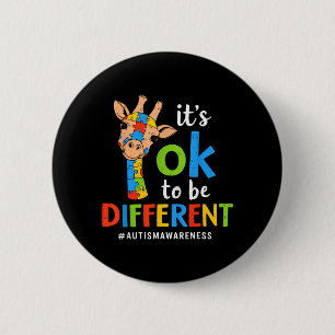 Different Autism Awareness Giraffe Puzzle Autistic 6 Cm Round Badge