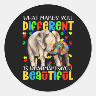 Different Beautiful Autism Awareness Puzzle Piece Classic Round Sticker