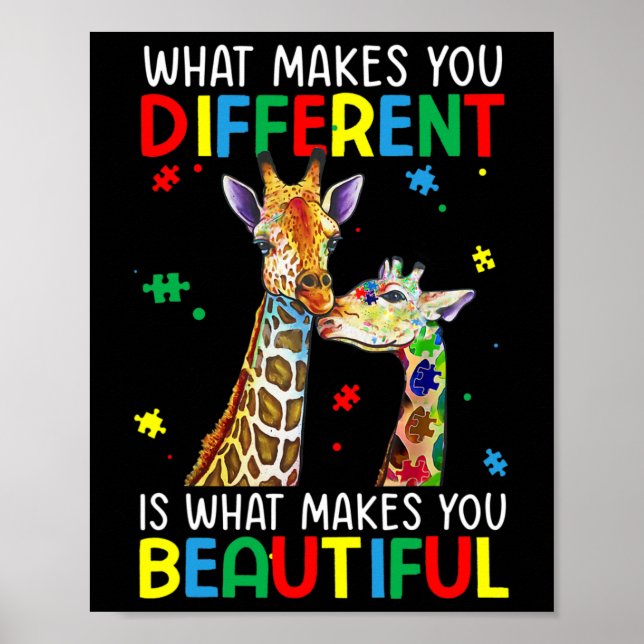 Different Beautiful Autism Awareness Puzzle Piece  Poster (Front)