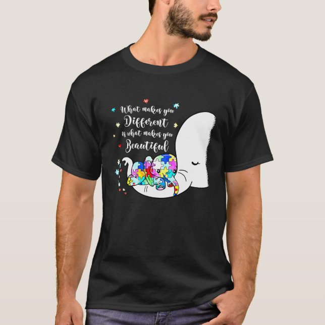 Different Beautiful Autism Awareness Puzzle Piece  T-Shirt (Front)