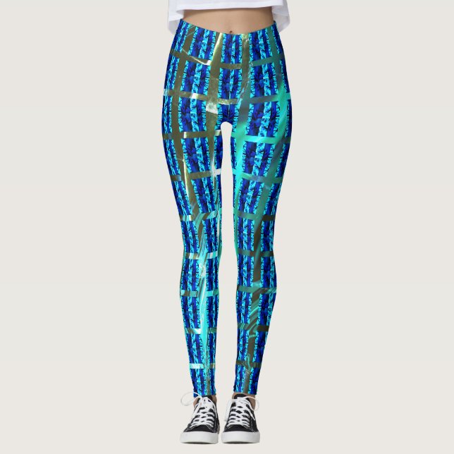 Different blue, different striped vertical leggings (Front)