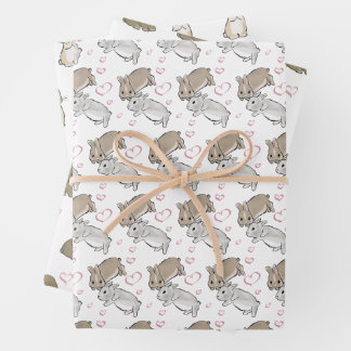 Different bunny  wrapping paper sheet