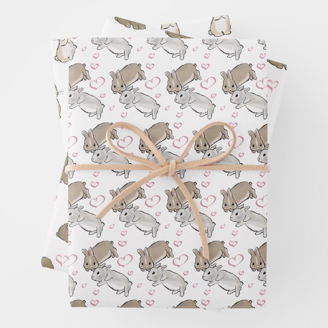 Different bunny  wrapping paper sheet (In situ)