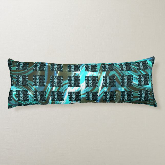 Different chess, squares or cyan image under grid? body cushion (Back)