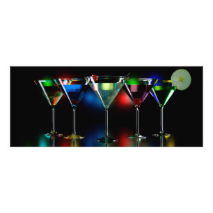 Different cocktails in martini glasses with lights photo print
