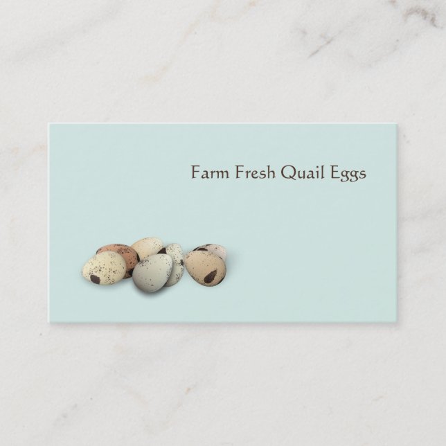 Different coloured quails eggs business card (Front)