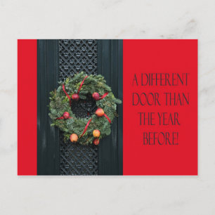 Different door - Christmas wreath new address card