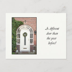 Different door - Christmas wreath new address card