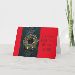 Different door - Christmas wreath new address card