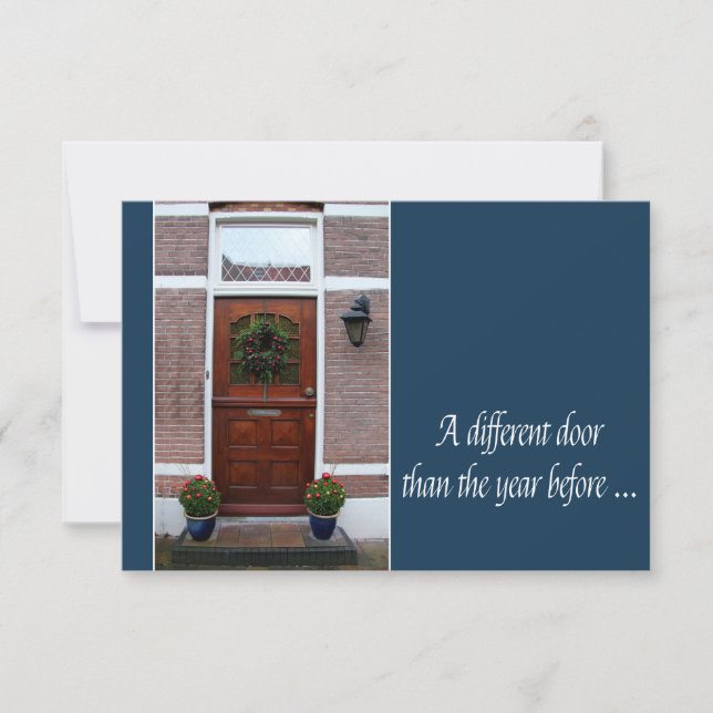 Different door - Christmas wreath new address card (Front)