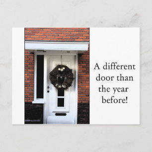 Different door - Christmas wreath new address card