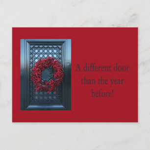 Different door - Christmas wreath new address card