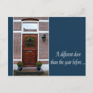 Different door - Christmas wreath new address card