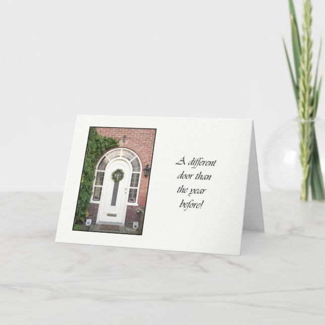 Different door - Christmas wreath new address card (Front)