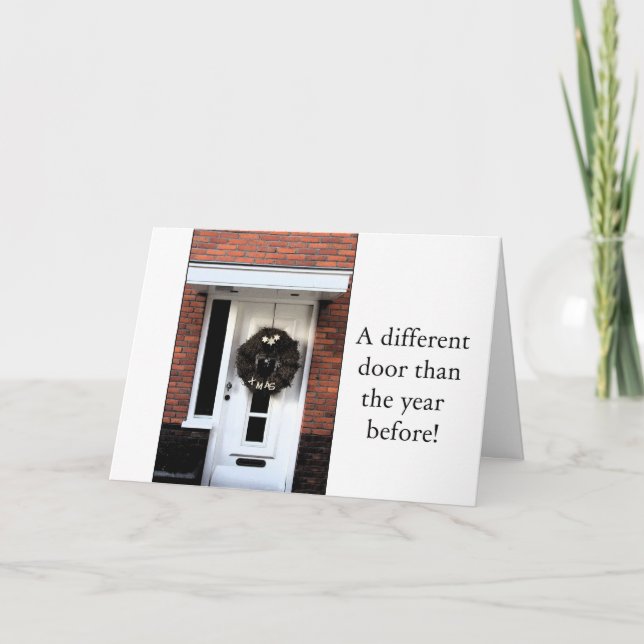 Different door - Christmas wreath new address card (Front)