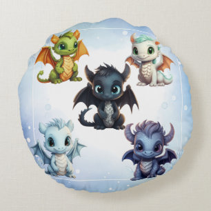 Different dragons Round Pillow