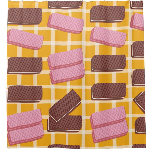 Different flavoued wafers seamless background shower curtain (Front)