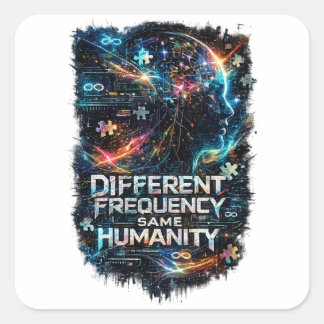 Different Frequency Autism Square Sticker