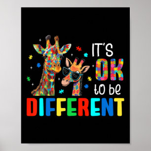 Different Giraffe Animal Autism Awareness Puzzle I Poster