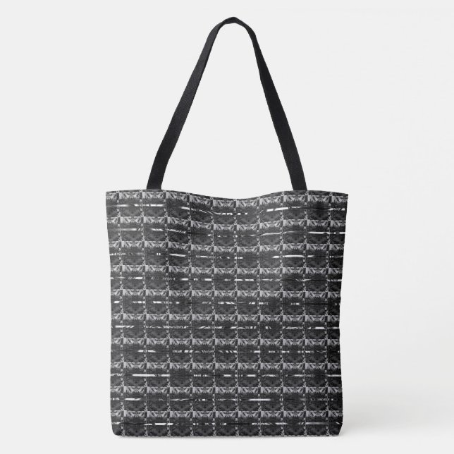 Different gray, different striped or shapes tote bag (Back)