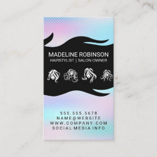 Different Hair Styles Holographic Gradient Business Card
