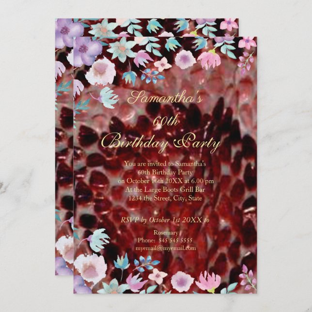 Different Happy 60th Birthday Party Invitation (Front/Back)