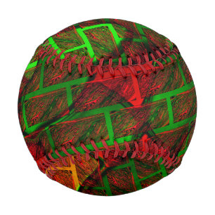 Different image montage, brick, red, green, yellow baseball
