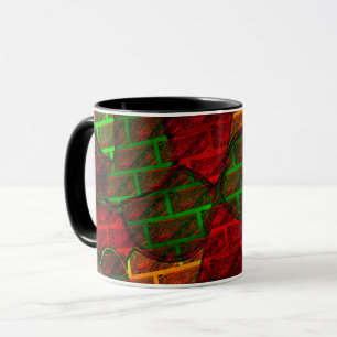 Different image montage, brick, red, green, yellow mug