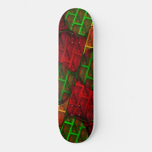 Different image montage, brick, red, green, yellow skateboard (Front)
