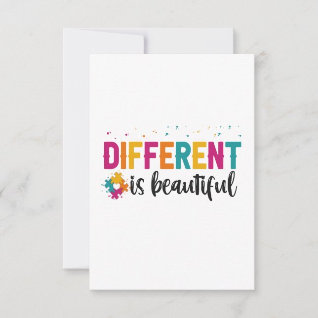Different Is beautiful Autism Awareness Adhd Gift  Thank You Card (Front)