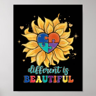 Different Is Beautiful Autism Awareness Month Wome Poster
