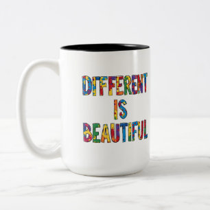 Different Is Beautiful - Autism Awareness  Two-Tone Coffee Mug